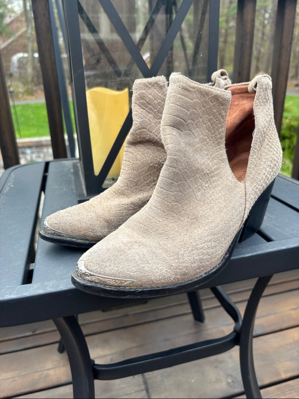 Jeffrey Campbell Beige Suede Cutout Ankle Booties